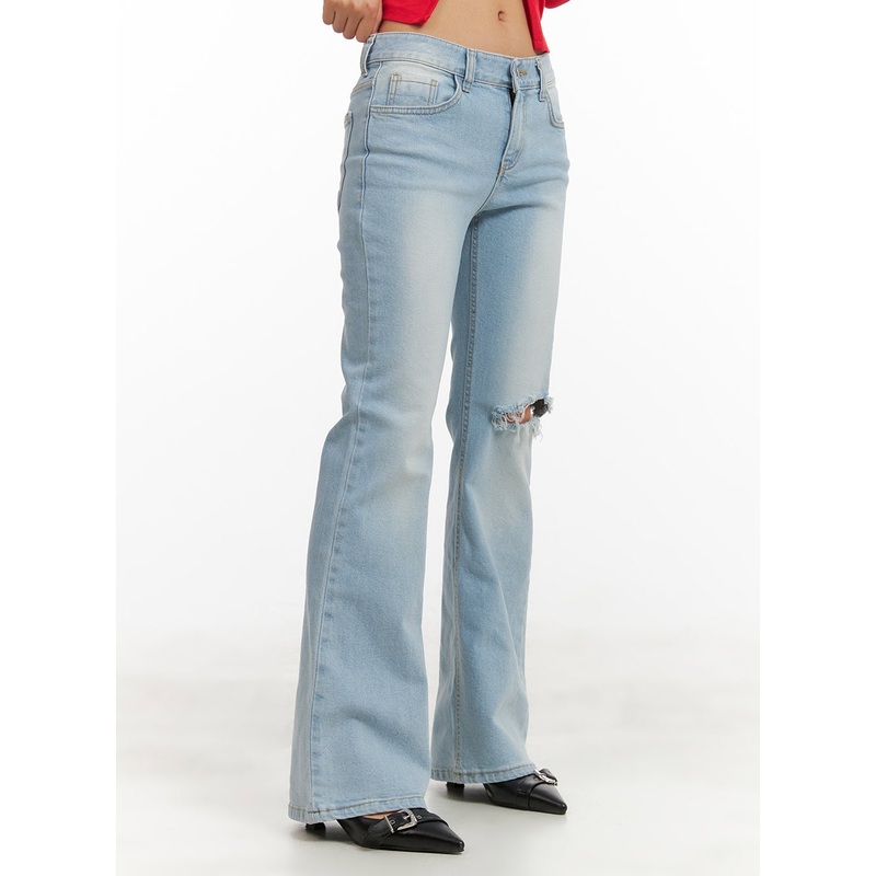 Distressed Bootcut Jeans CY403