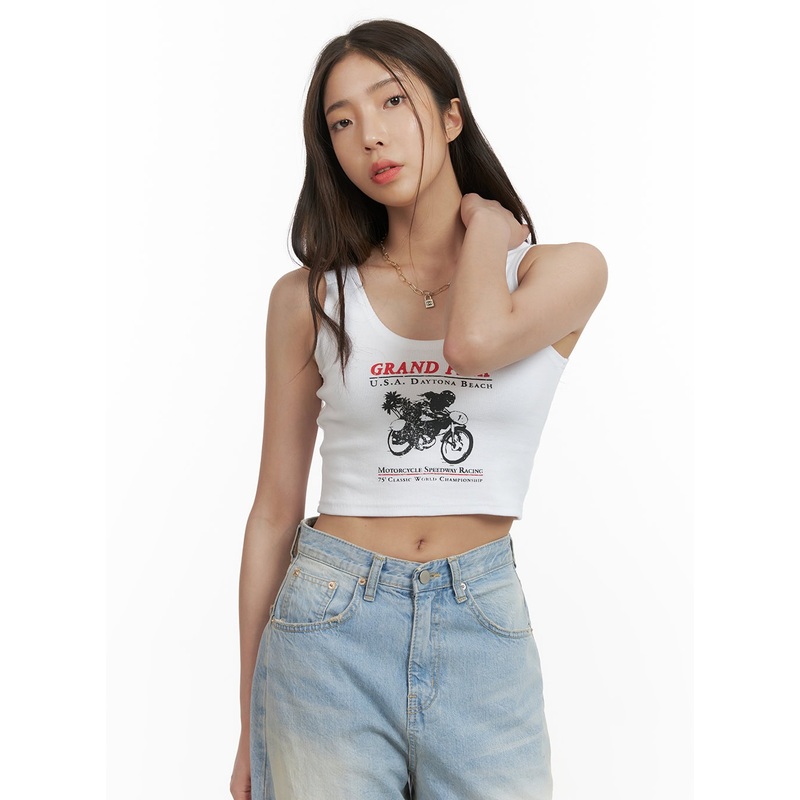 Graphic Cropped Tank Top CY417