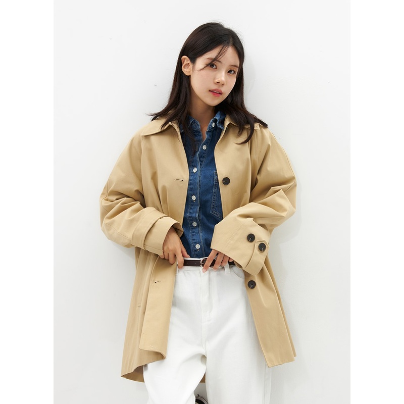 Half Trench Coat OS310|Beige|Dark blue|S/M