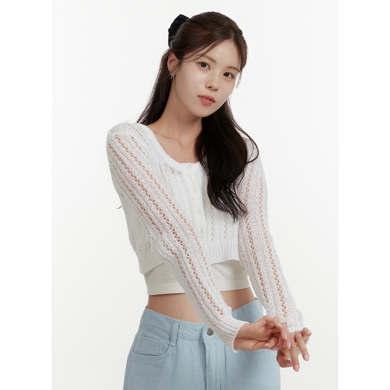 Hollow Out Cropped Cardigan OY409