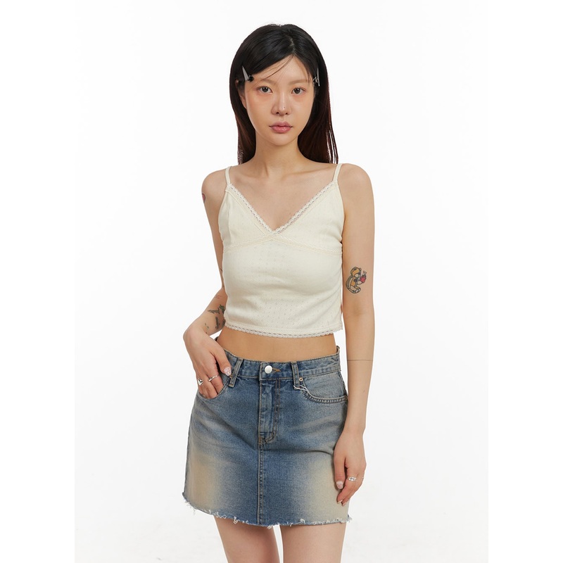 Lace Sweetheart Crop Cami Top IY410