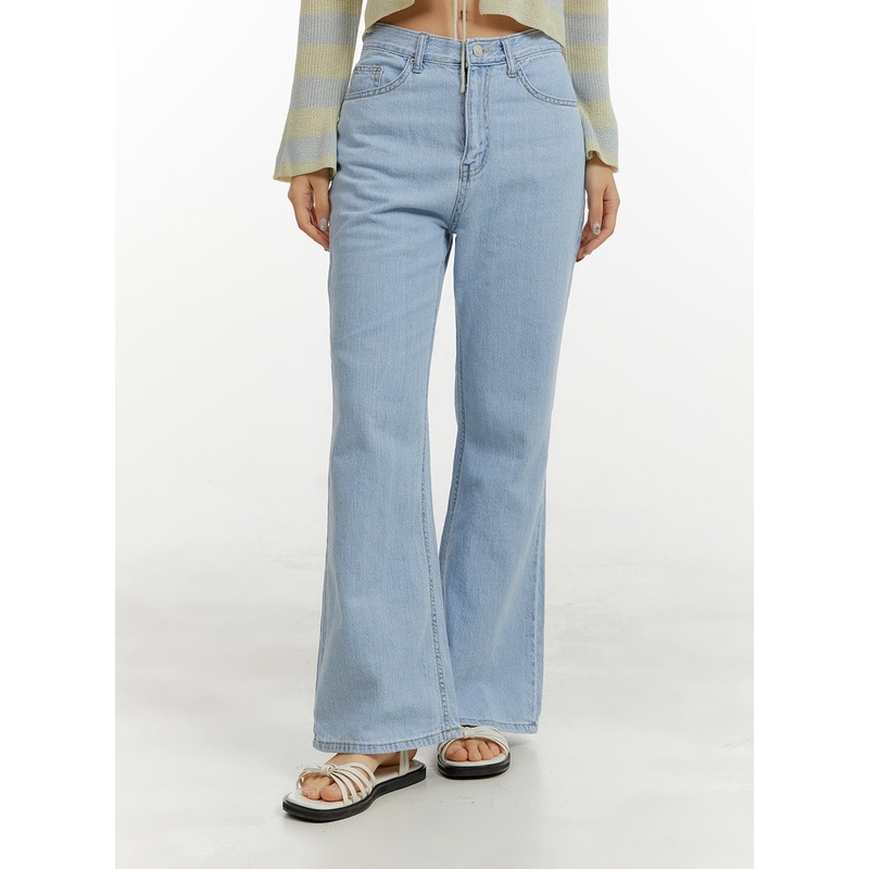 Loose-Fit Bootcut Jeans OY413|Light blue|Dark blue|S|M|L