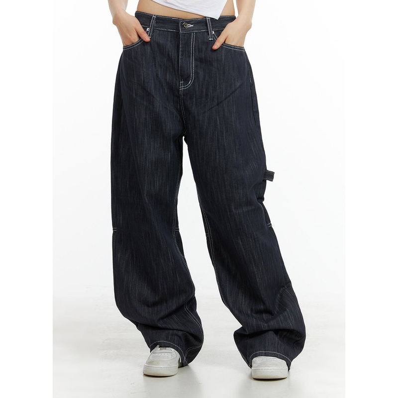 Low-Rise Strap Baggy Jeans CY414