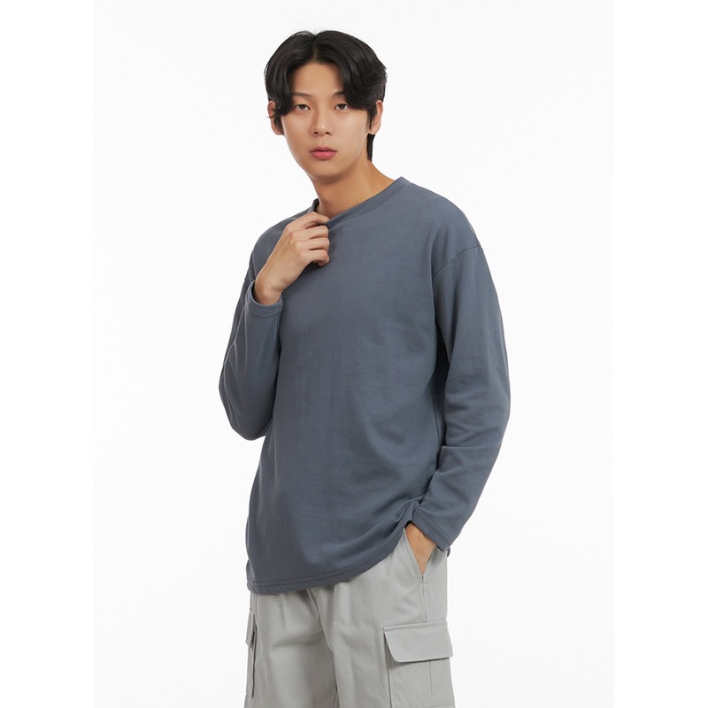 Men’s Basic Oversized Long Sleeve Tee (Dark Gray) IY416