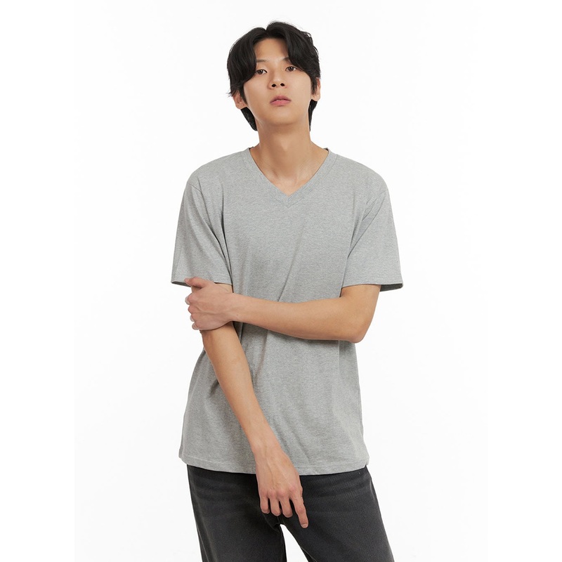 Men’s Basic V-Neck T-Shirt (Gray) IY410