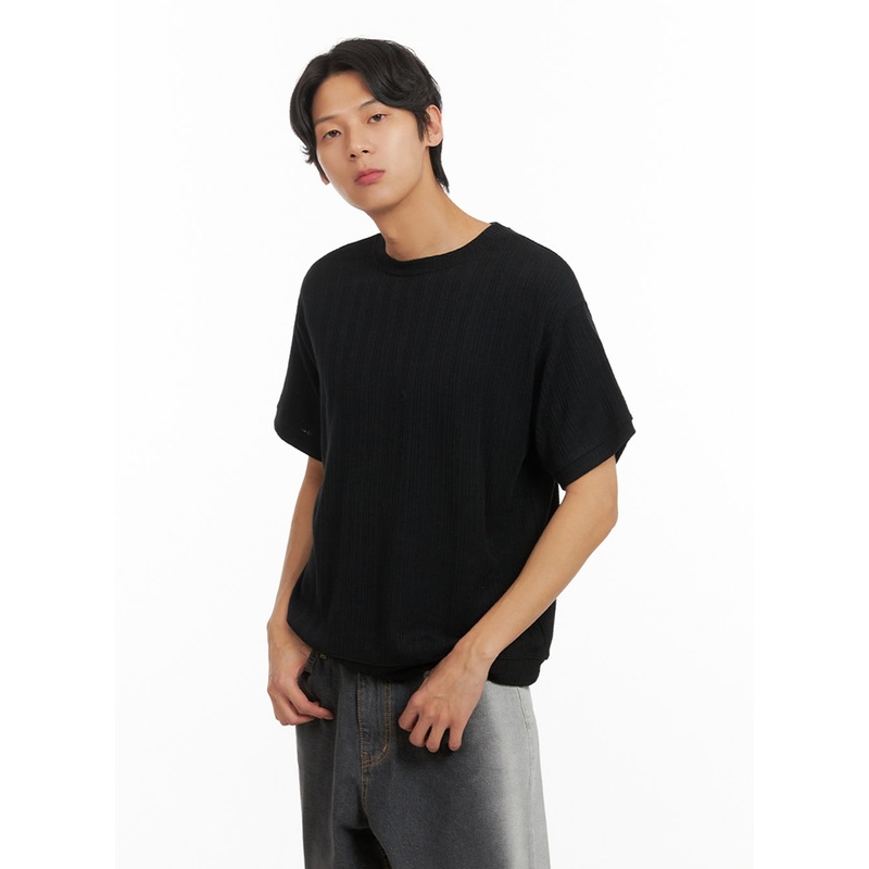 Men’s Breezy Stripe T-Shirt (Black) IY416