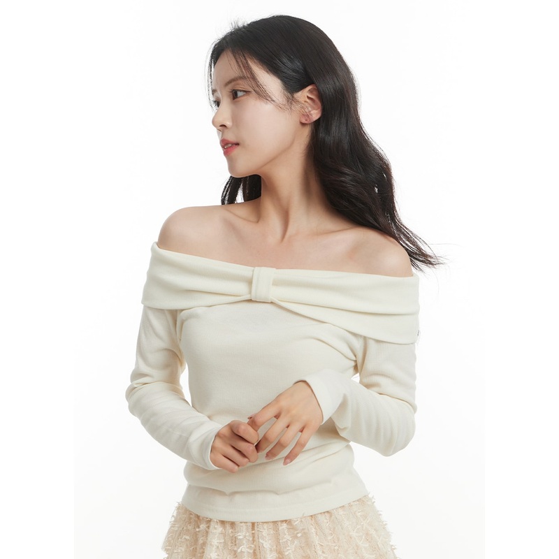 Off-Shoulder Long Sleeve Top OF428