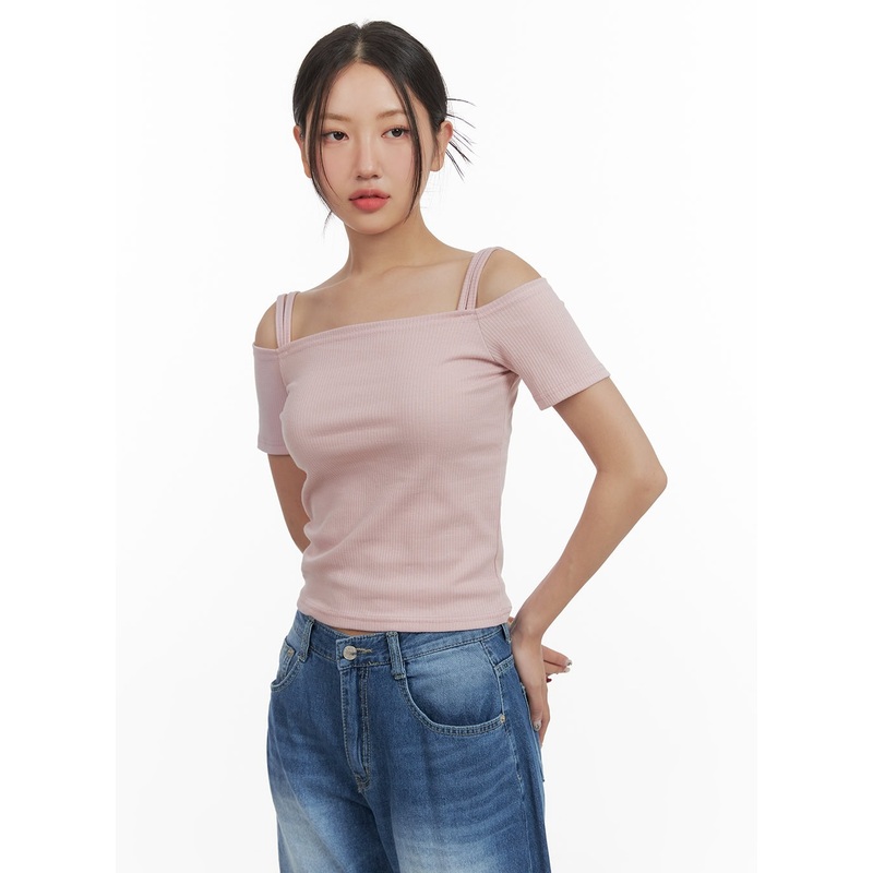 Off Shoulder Short Sleeve Tee CY423