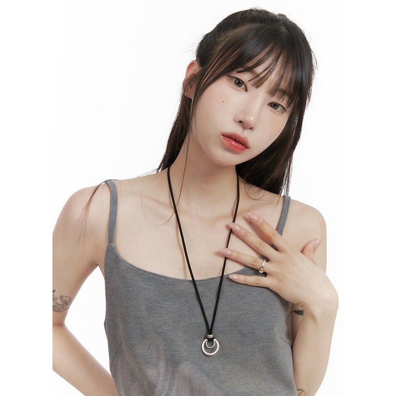 Pendant Suede Necklace CY407|Black|Brown|One Size