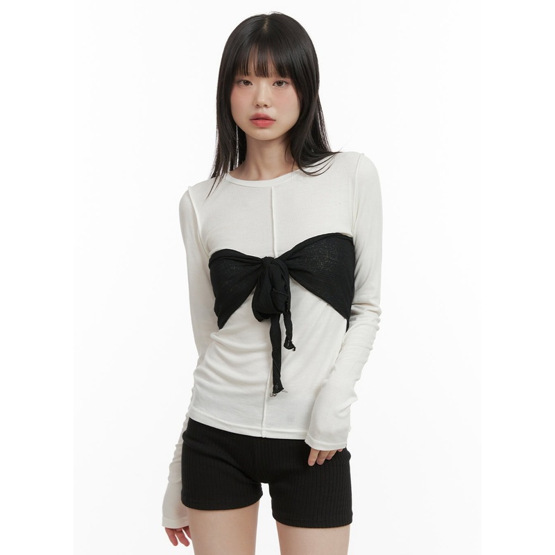 Sheer Bowknot Tube Top CY414|Black|Light blue|White|S/M