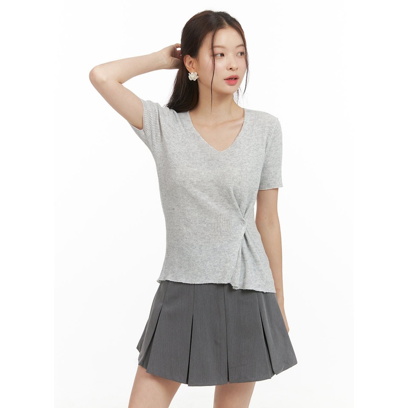 Side Buttoned Top OY417|Gray|Beige|Black|S/M