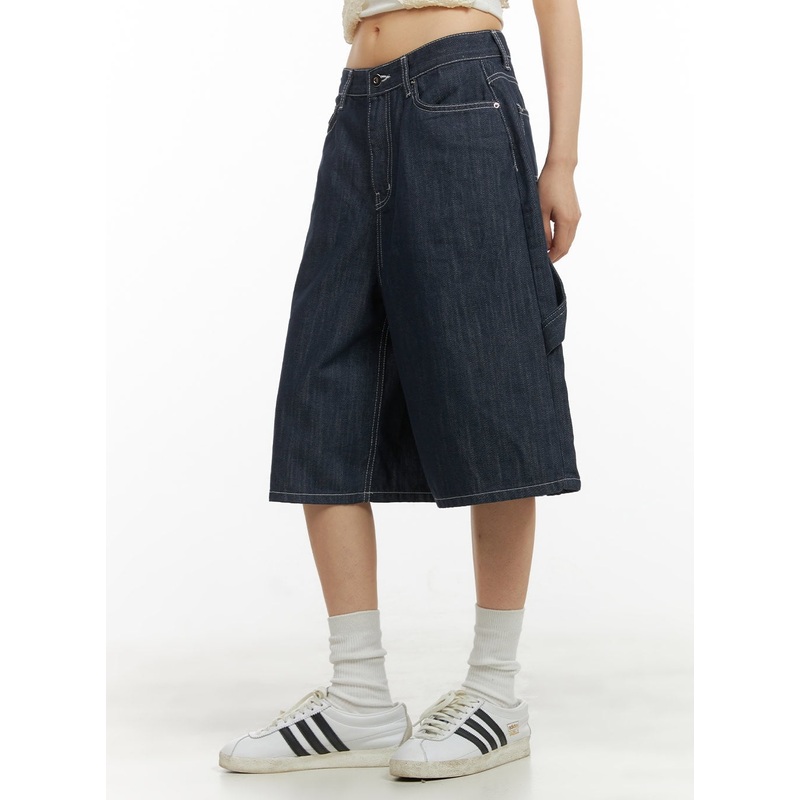 Solid Wide-Leg Bermuda Jorts CY414