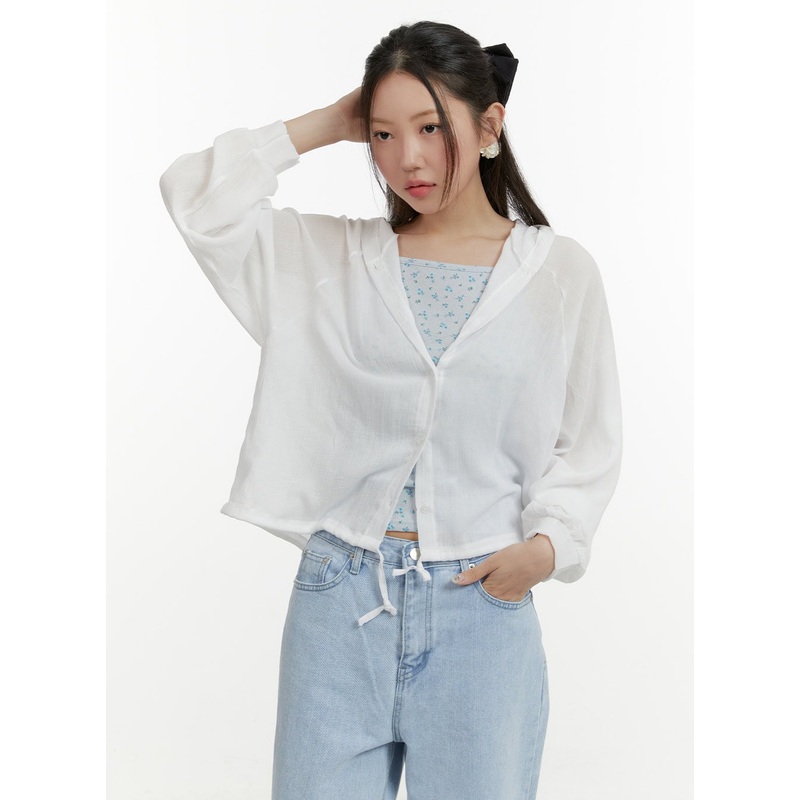 Summer Button-Up Jacket OY413|White|Light blue|Black|S/M