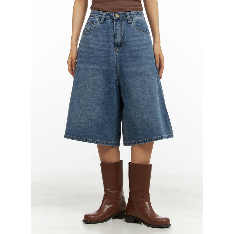 Washed Denim Midi Baggy Jorts CY420