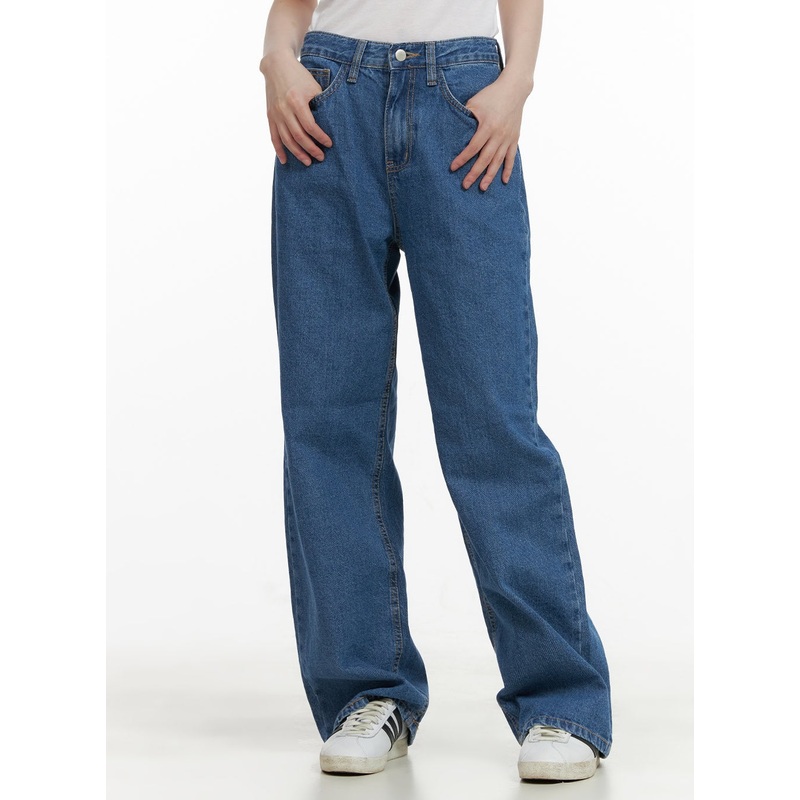 Blue Straight Leg Jeans CY428|Blue|Light blue|S|M|L