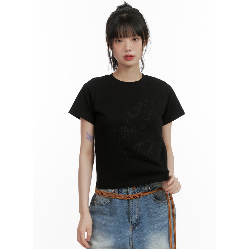 Cotton Graphic Tee CU407|Black|White|S/M