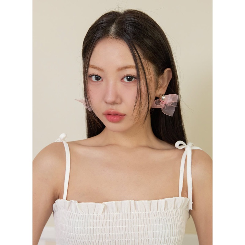 Fabric Ball Earrings OY424|Pink|White|One Size