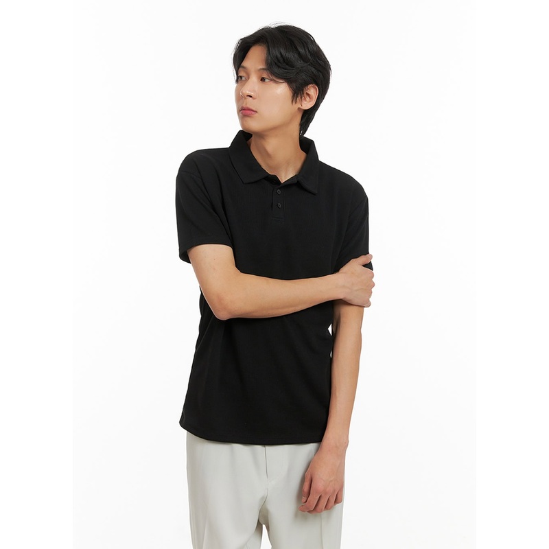 Men’s Basic Short Sleeve Polo Shirt (Black) IY424