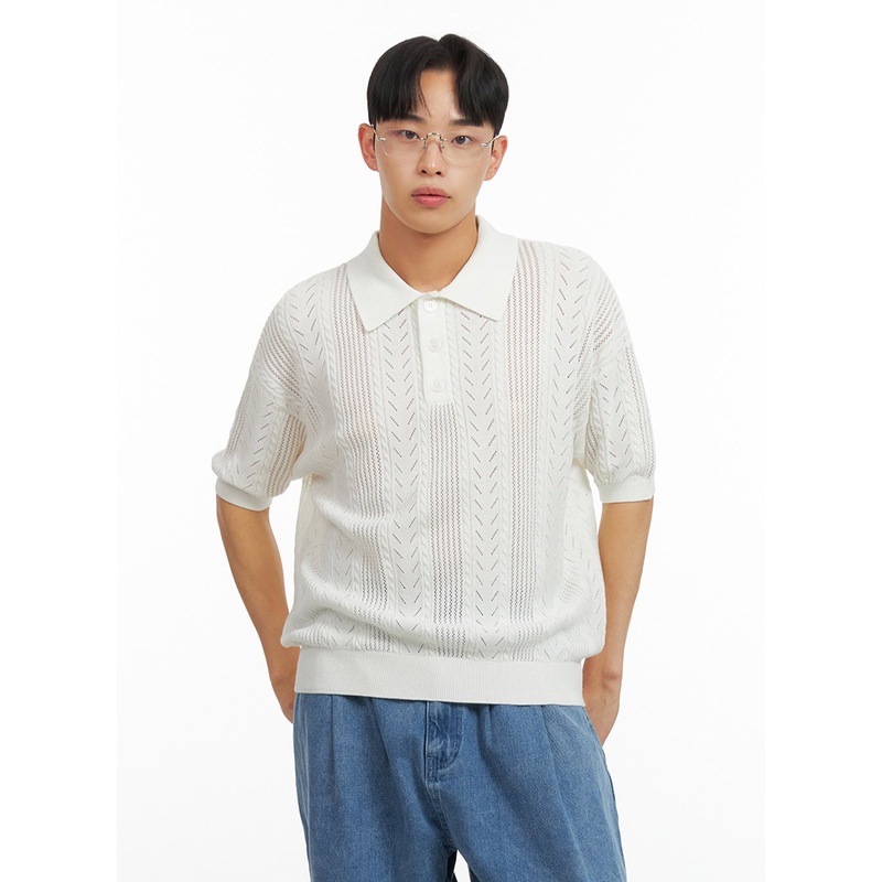 Men’s Cotton Buttoned Collar T-Shirt IU412