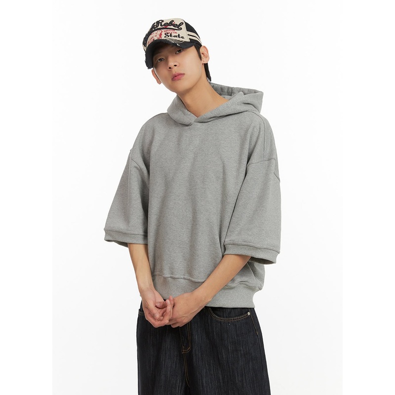 Men’s Cozy Boxy Fit Hooded Sweatshirt (Gray) IU405