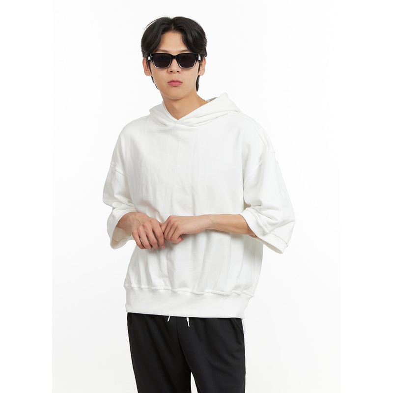Men’s Cozy Boxy Fit Hooded Sweatshirt (White) IU405