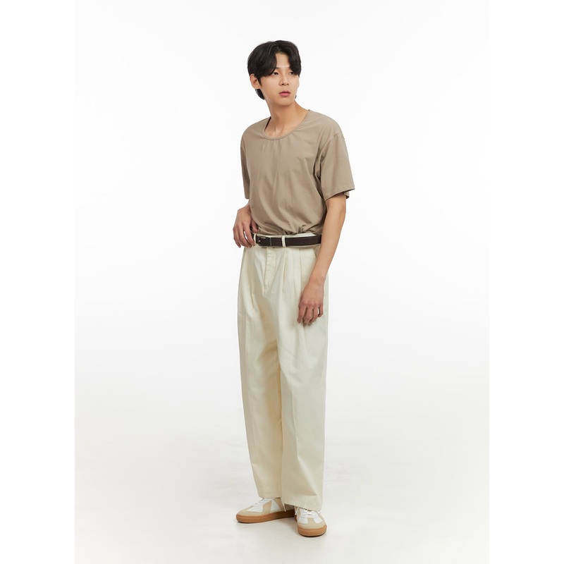 Men’s Pintuck Cotton Wide Fit Pants IY431
