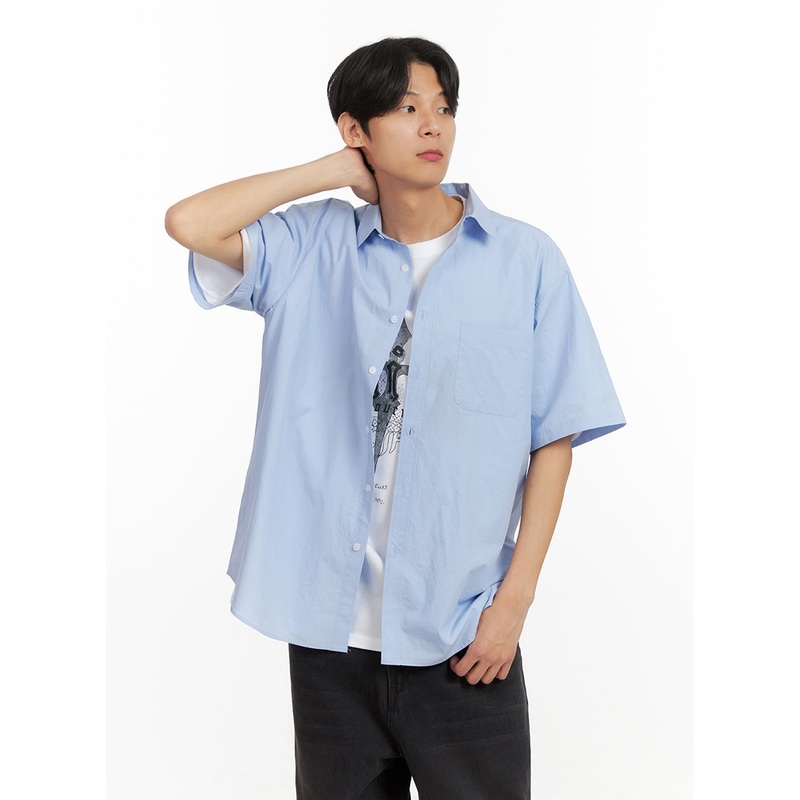 Men’s Solid Buttoned Shirt (Light Blue) IU405