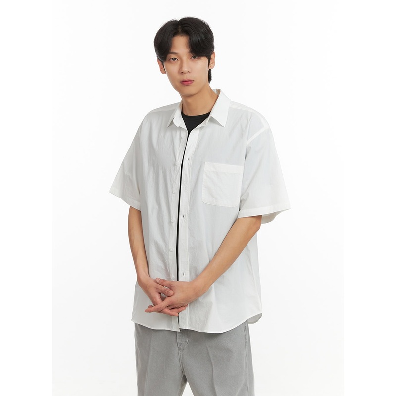 Men’s Solid Buttoned Shirt (White) IY431