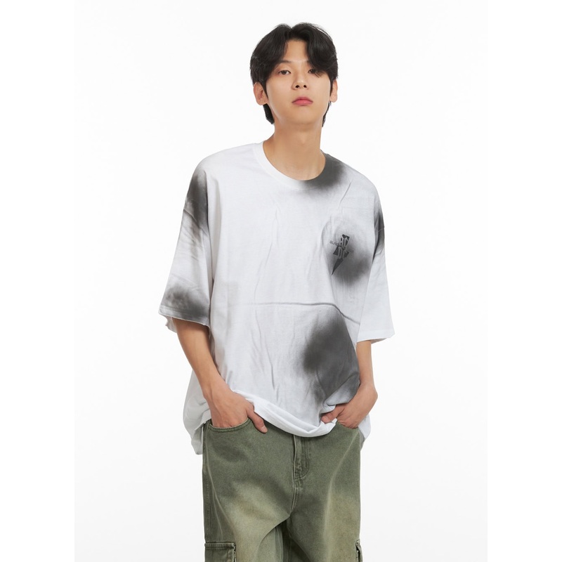 Men’s Tie-Dye T-Shirt IY431|White|Dark gray|M/L