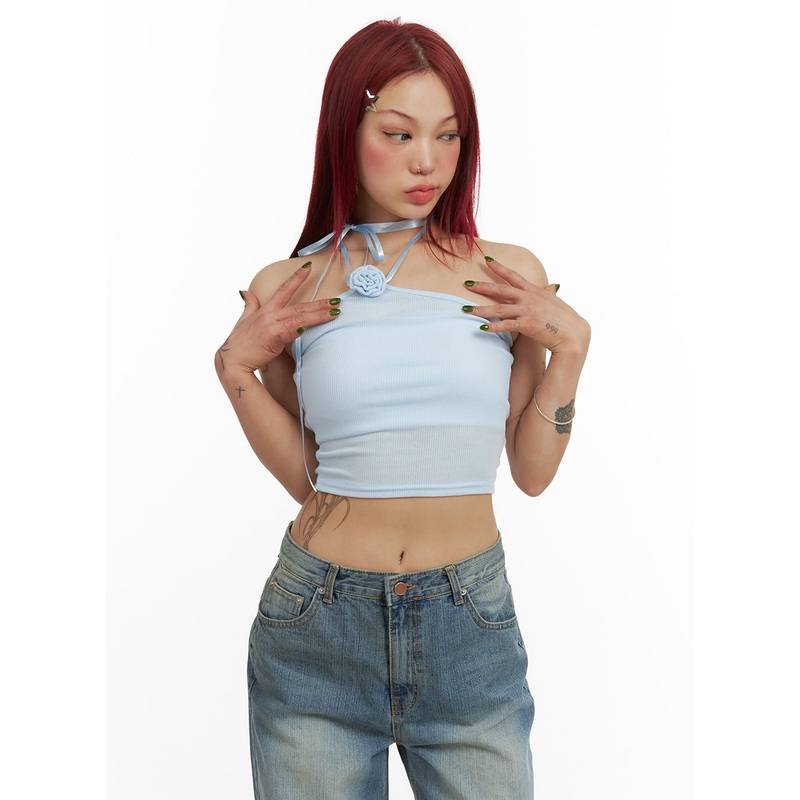 Rosie Strap Tube Top CY429|Light blue|Black|White|S/M