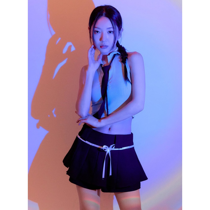 Sleeveless Collar Crop Tank Top OU404