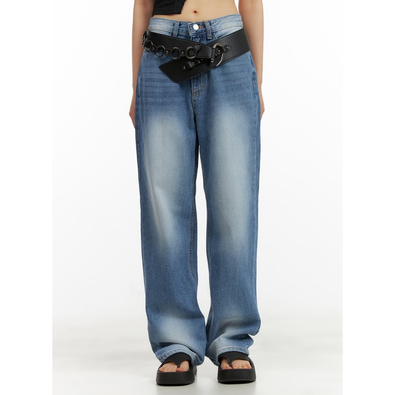 Solid Baggy Jeans CU410|Blue|S|M|L