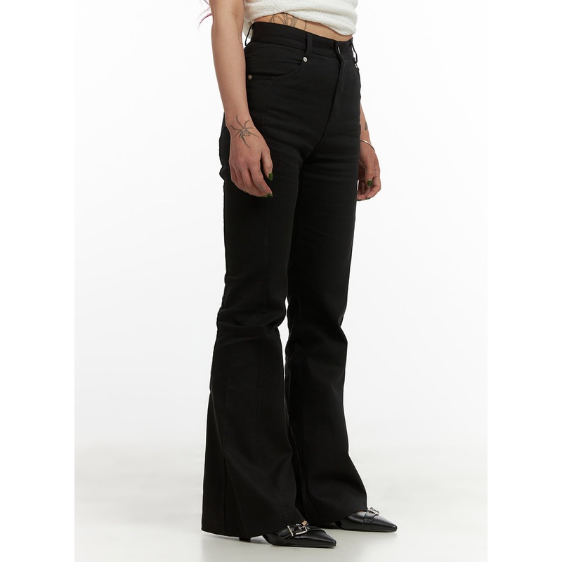 Solid Bootcut Cotton Pants CY430