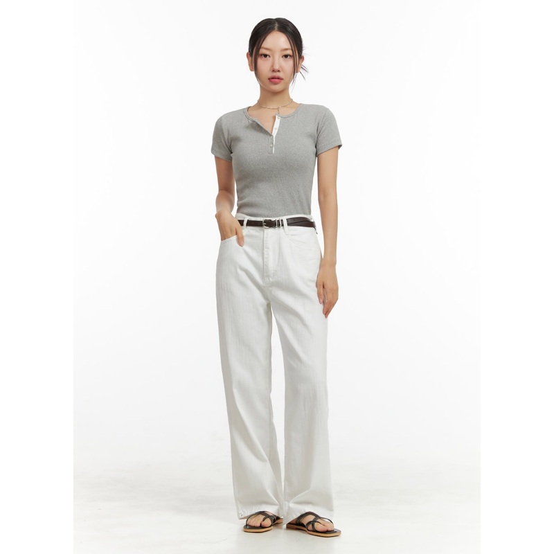 Solid Summer Straight Fit Pants OU411