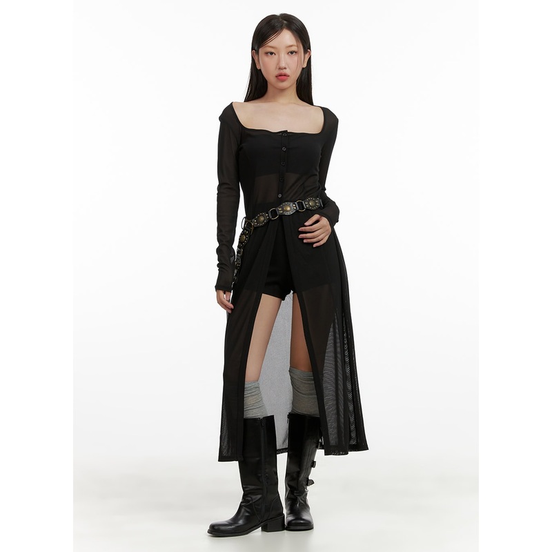 Square Neck Sheer Cardigan CU407