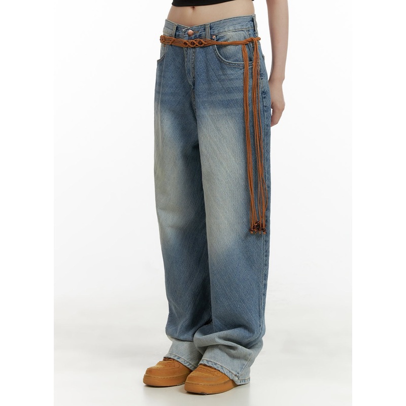 Washed Baggy Jeans CU407|Blue|S|M|L