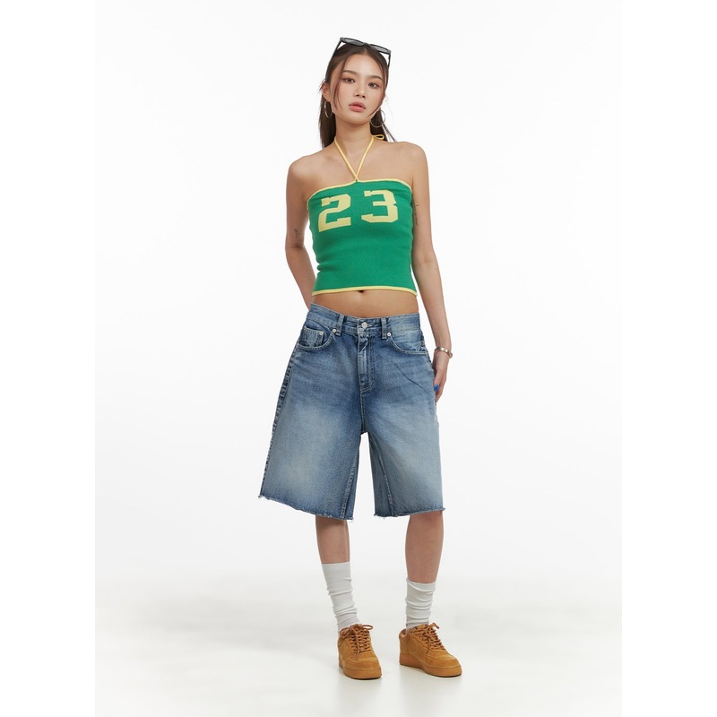 Washed Wide Leg Jorts CY424|Blue|Black|S|M|L