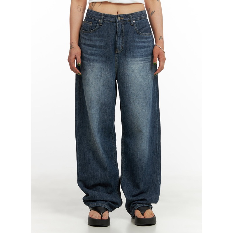 Wide Fit Baggy Jeans CY430|Dark blue|S|M|L