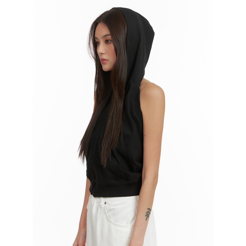 Zip-Up Hoodie Sleeveless Top CY424