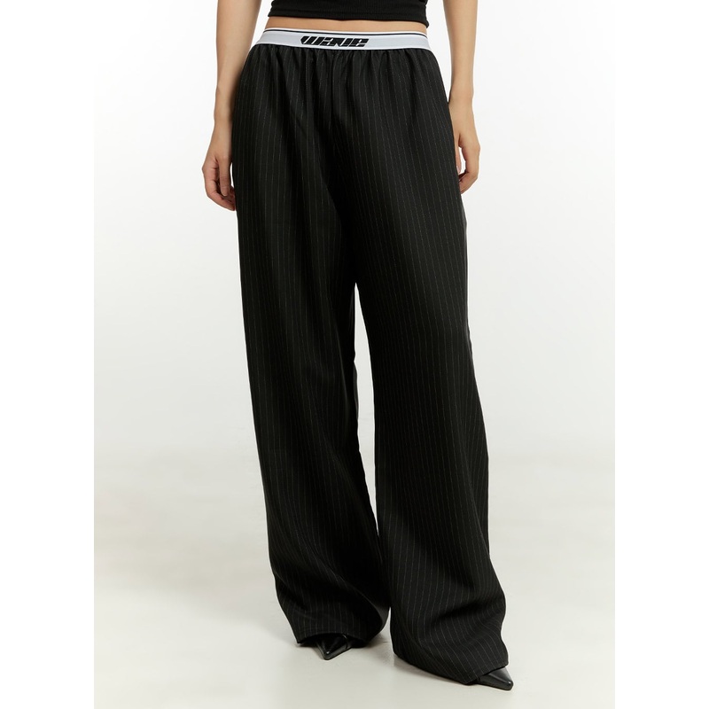 Banding Striped Wide Pants CU426