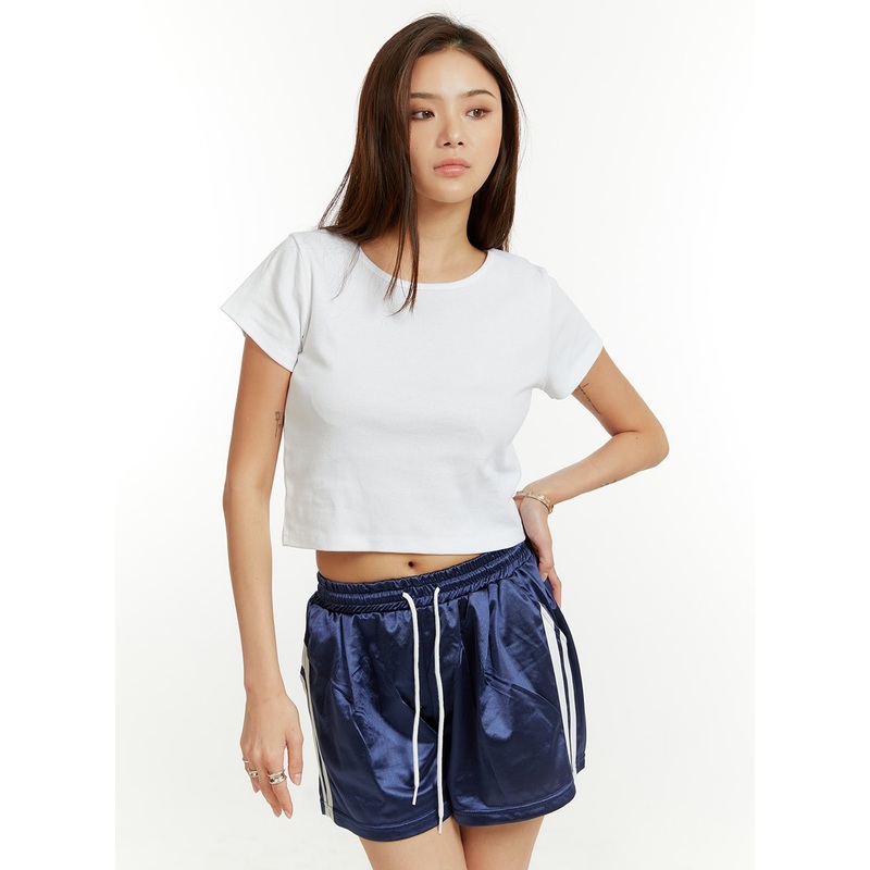 Basic Cotton Crop Tee CU421|White|Green|Blue|Gray|Black|S/M