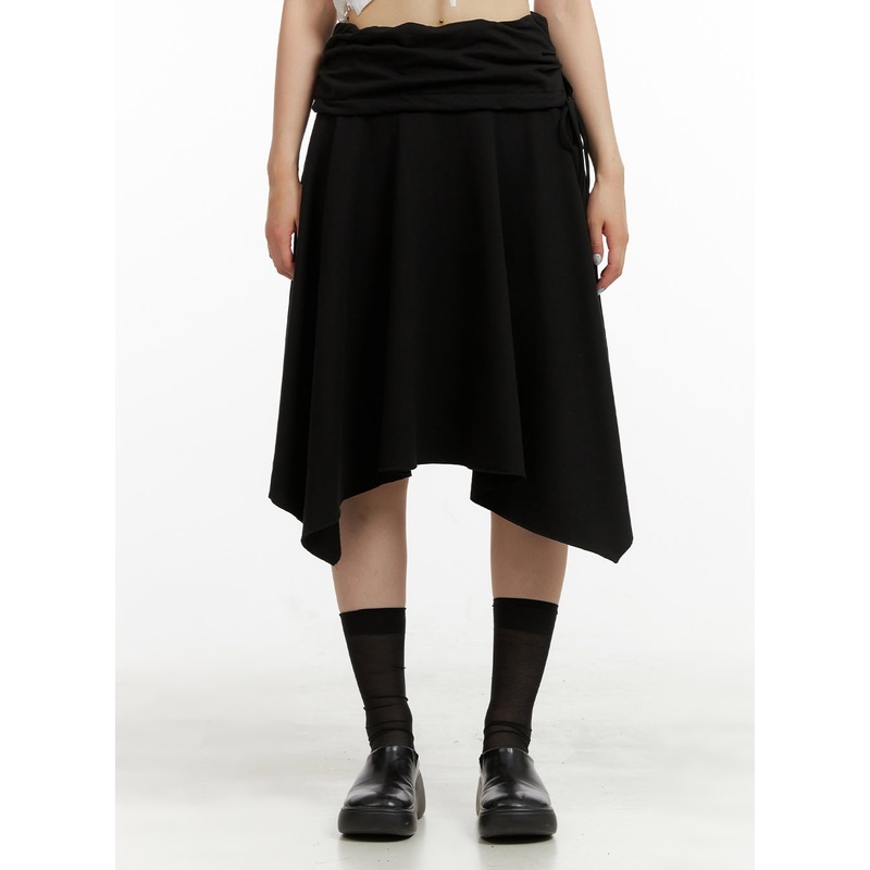 Cotton Ribbon Flare Midi Skirt CU425