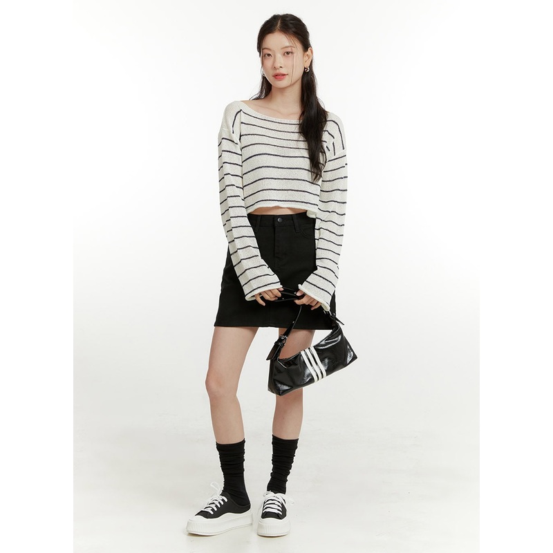 Cotton Solid Mini Skirt OU418|Black|Light beige|White|S|M|L