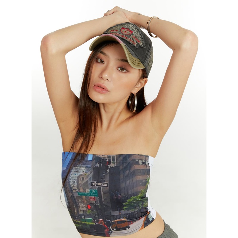 Graphic Bliss Tube Top CU421|White|S/M