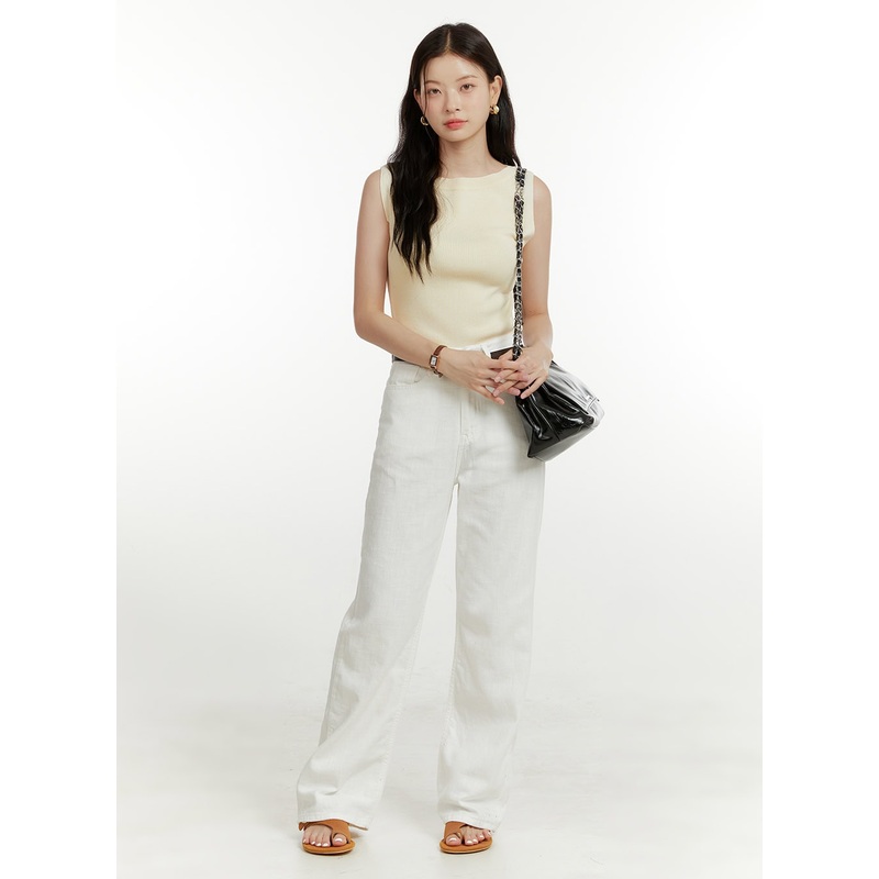 Linen Cotton Straight Pants OU419