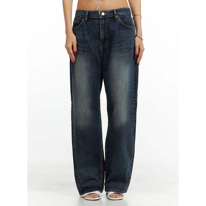 Low Rise Baggy Jeans CU417|Dark blue|S|M|L