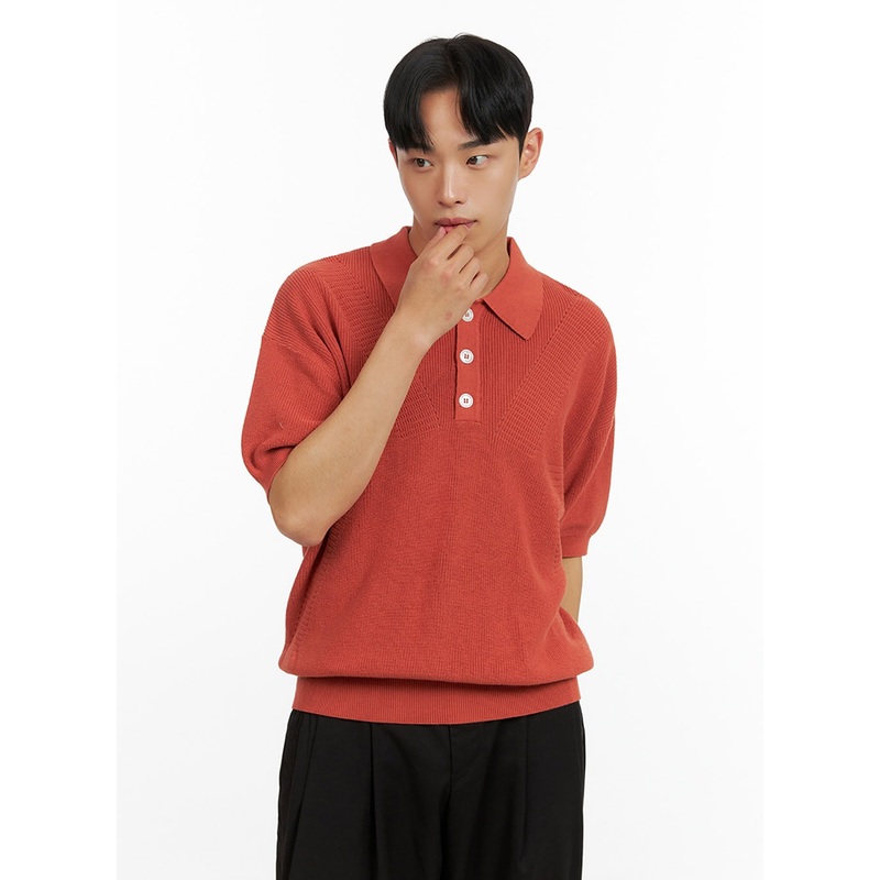 Men’s Cotton Collar Buttoned T-Shirt IU414