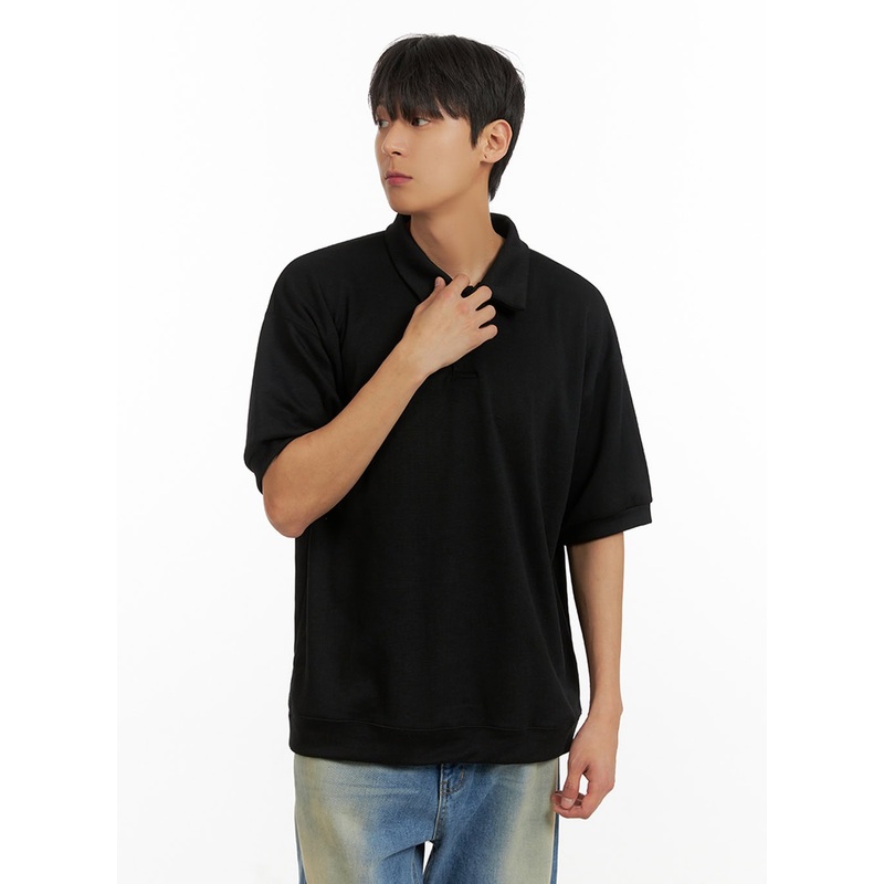 Men’s Cotton Polo Top (Black) IU419