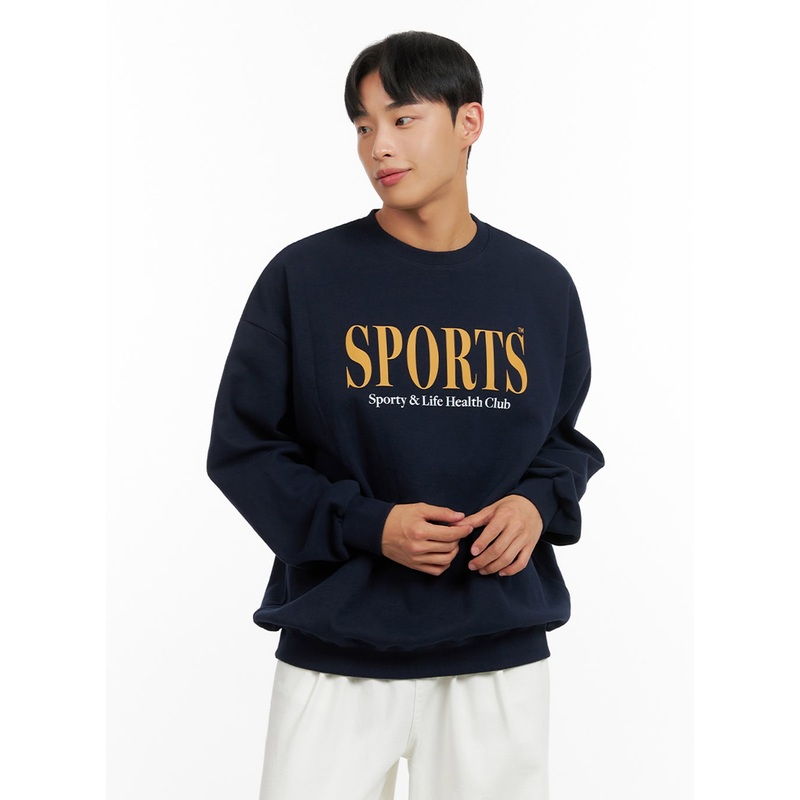 Men’s Graphic Lettering Crewneck Sweatshirt (Dark Blue) IU414