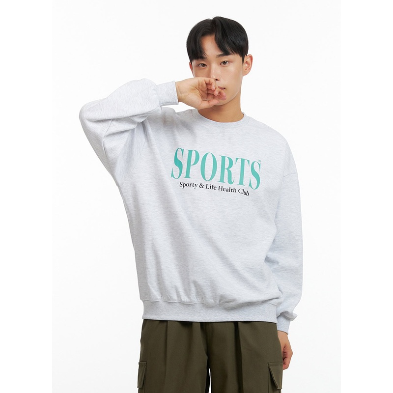 Men’s Graphic Lettering Crewneck Sweatshirt (White) IU412